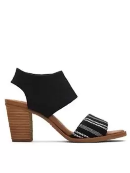 Image of TOMS Majorca Cutout Heeled Sandals - Black, Size 6, Women
