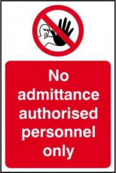 Image of No Admittance Authorized Personnel Only Sign S/A Vinyl