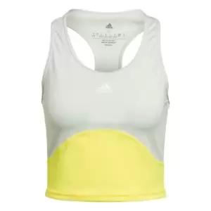 Image of adidas AEROREADY Train HIIT Crop Tank Top Womens - Linen Green / Beam Yellow