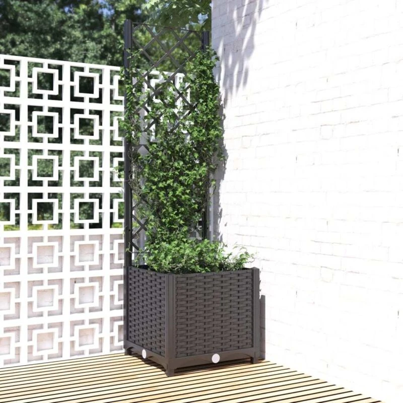 Image of VIDAXL Garden Planter with Trellis Black 40x40x136cm pp Vidaxl 8720286876176