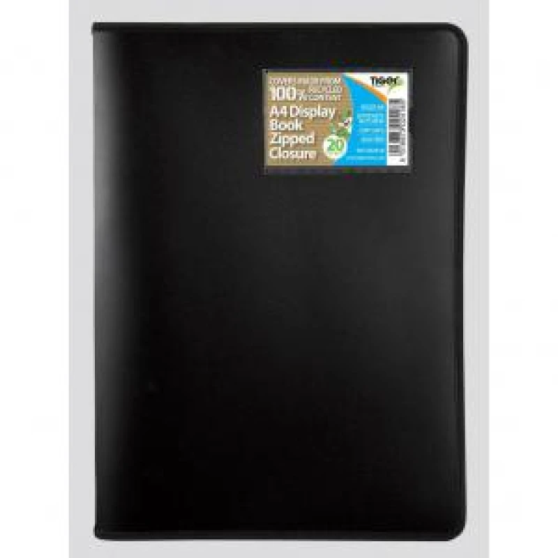 Image of Tiger Zipped Display Book 20 Pocket A4 Black - 302418 56783TG EXR56783TG