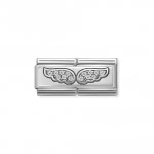 Image of Nomination Composable Classic Double Zirconia Angel Wings Link 330732/01