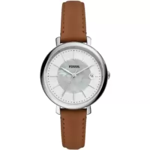 Image of Fossil Ladies Fossil Jacqueline Brown Solar Watch ES5090 - Silver, MultiColour and Brown