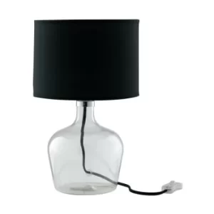 Image of Fan Europe HENDRIX Table Lamp with Round Shade Black, Fabric Lampshade 23x37cm