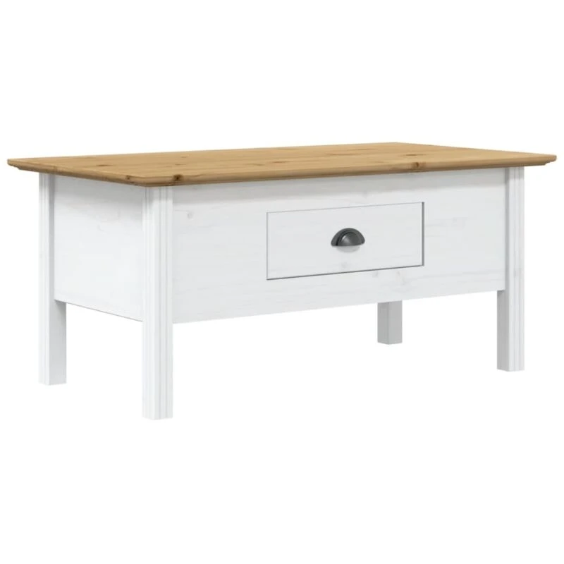 Image of Vidaxl Coffee Table Bodo White And Brown 100X55X45cm Solid Wood Pine, White 355069