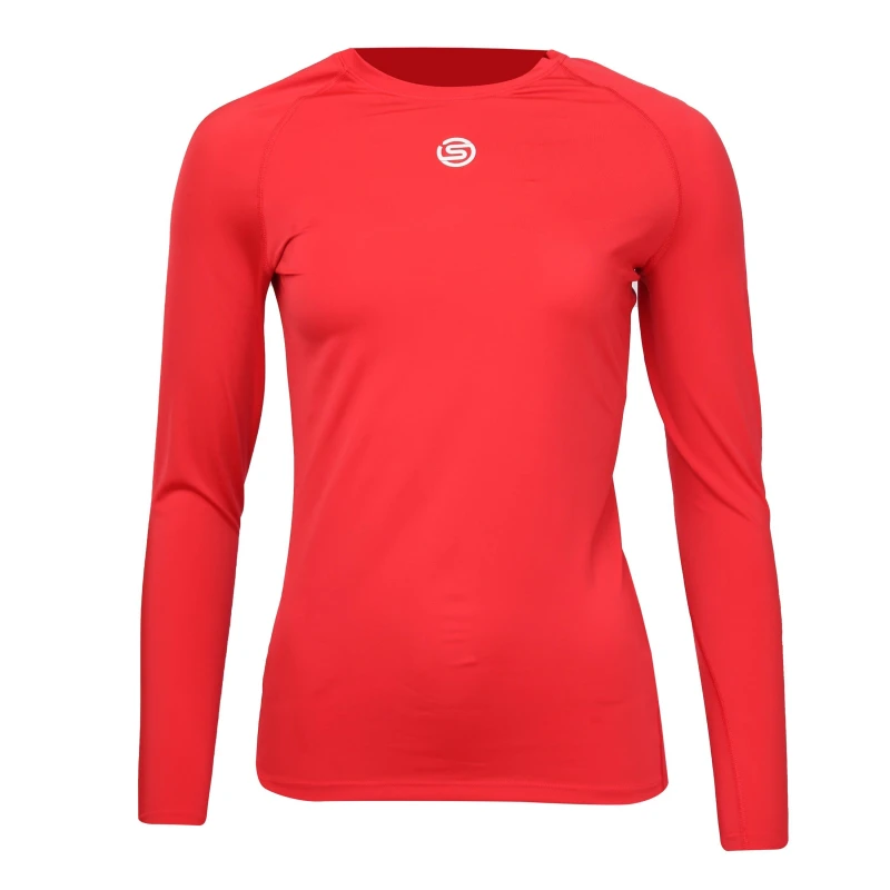 Image of Skins Long Sleeve Base Layer Top Womens - Red Red 10