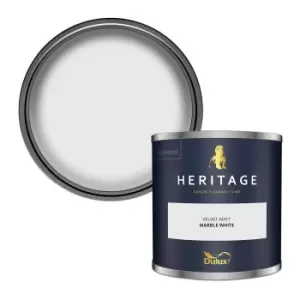 Image of Dulux Heritage Velvet Matt Marble White Matt Emulsion Paint 125ml