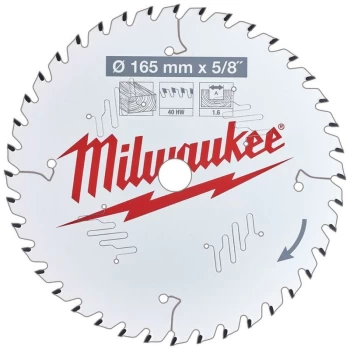 Image of Milwaukee - 4932471312 165mm x 15.87mm x 40T ATB Circular Saw Blade