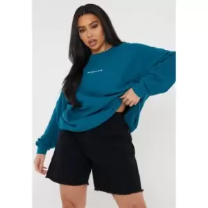 Image of Missguided Plus Frayed Hem Long Line Denim Shorts - Black