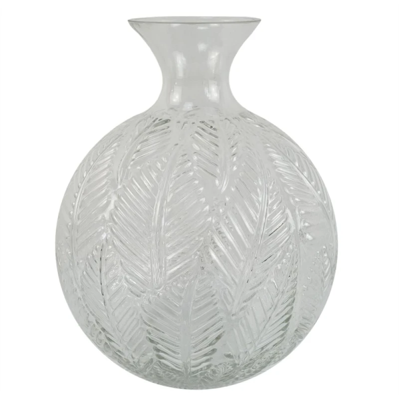 Image of Leaf 26cm Clear Fern Print Glass Bottle Vase White unisex