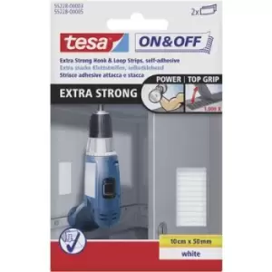 Image of TESA On & Off 55228-03-00 Hook-and-loop strips stick-on Hook and loop pad, Heavy duty (L x W) 100 mm x 50 mm White 2 pc(s)
