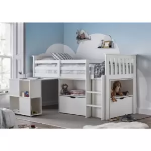 Image of Bedmaster - Milo Sleep Station Desk Storage Kids Bed White With Memory Foam Mattress