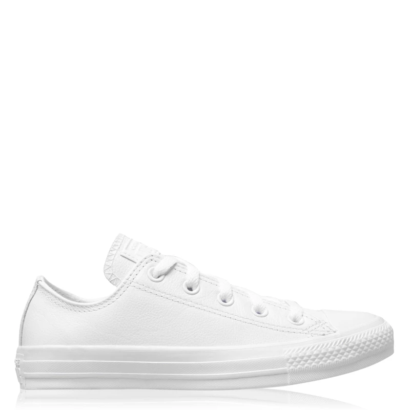 Image of Mens Converse All Star Low Leather White Monochrome, 6.5