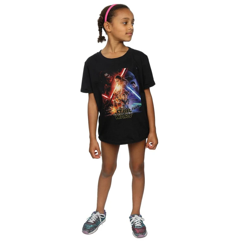 Image of Star Wars: The Force Awakens Poster Cotton T-Shirt Black female