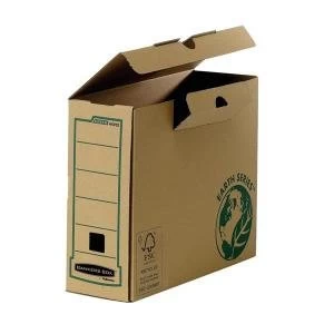 Image of Bankers Box by Fellowes Earth A4 Transfer File with Tab Lock Lid 100mm