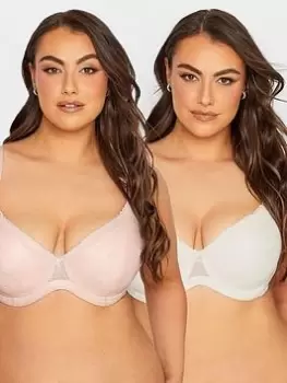 Image of Yours 2 Pack Sheer Lace Padded Bra, Pink, Size 42E, Women