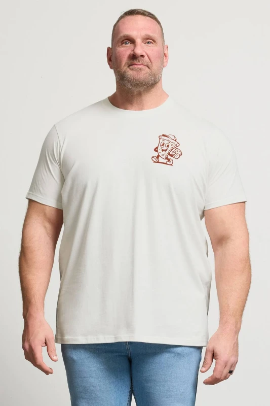 Image of BadRhino Mens Pizza Graphic T-Shirt in White Size: XL White Male XL