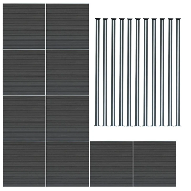 Image of Monstershop Composite Fence Panels & LED Posts 6ft x 57ft - Grey Grey Unisex