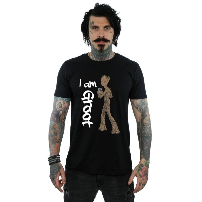 Image of Marvel Marvel Men Avengers Infinity War Graffiti Groot T-Shirt in Black Size: Small Black S Male 5057864355048