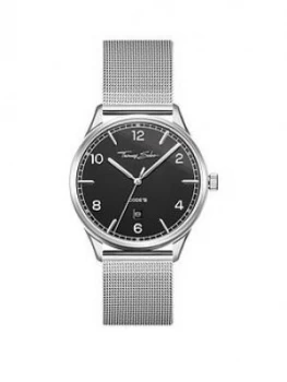 Image of Thomas Sabo Glam and Soul Black Date Dial Stainless Steel Mesh Strap Watch, One Colour, Women