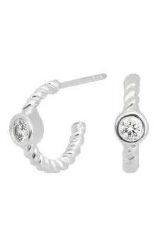 Image of Sterling Silver Cubic Zirconia Mini Twist Earrings