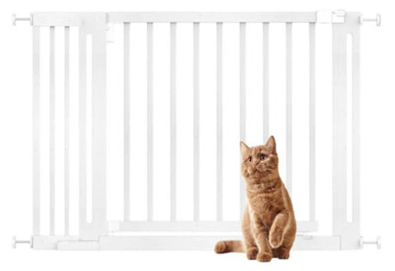 Image of Bettacare Wooden Elegance Dog Gate, White, 115Cm - 123Cm, Pressure Fit Pet Gate, 73Cm Extra Wide Doorway, Easy Installation