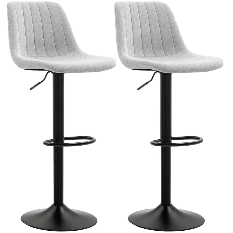 Image of HOMCOM Bar Stools Set of 2 Adjustable Swivel Bar Chairs with Backrest Grey