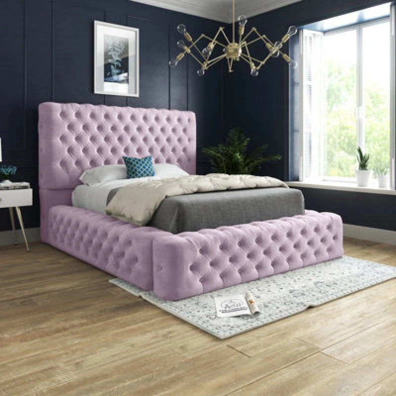 Image of Ds Living Cambridge Upholstered Soft Touch Pink Velvet Bed Frame 3ft