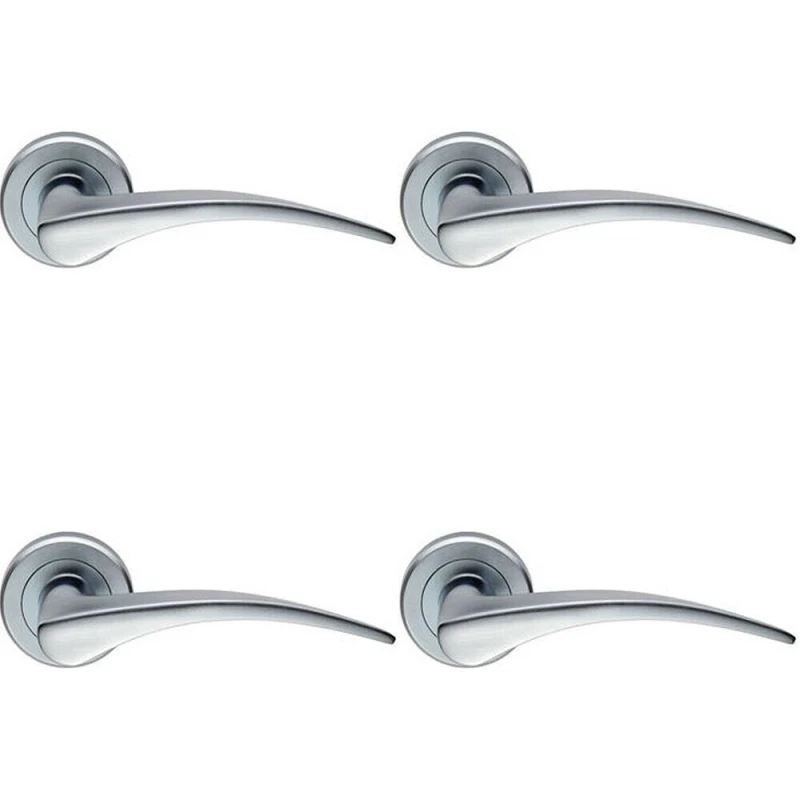 Image of Loops 4x PAIR Arched Tapered Handle on Round Rose Concealed Fix Satin Chrome Multi