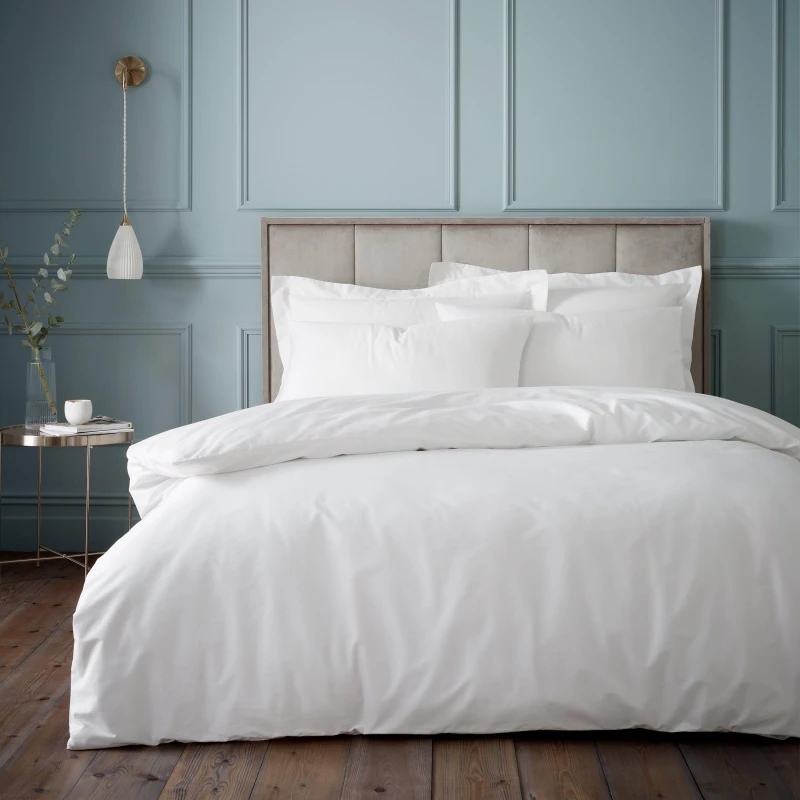 Image of BIANCA Plain Dye 100% Egyptian Cotton 180 Thread Count Duvet Cover and Pillowcase Set, White, Double - Bianca BD/57496/R/DQS/WH