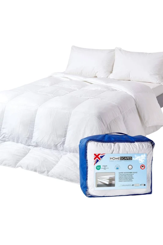 Image of Homescapes Luxury Hotel Soft as Down Super Microfibre 2.5 Tog Summer Duvet in White Size: Super King White Unisex Super King