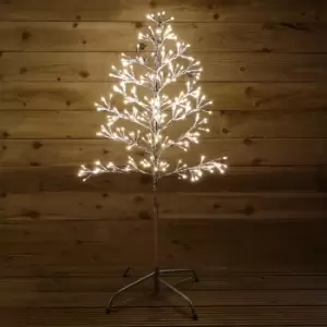 Image of 78cm Warm White 140 LED Silver Christmas Tree Metal Frame Silhouette Decoration