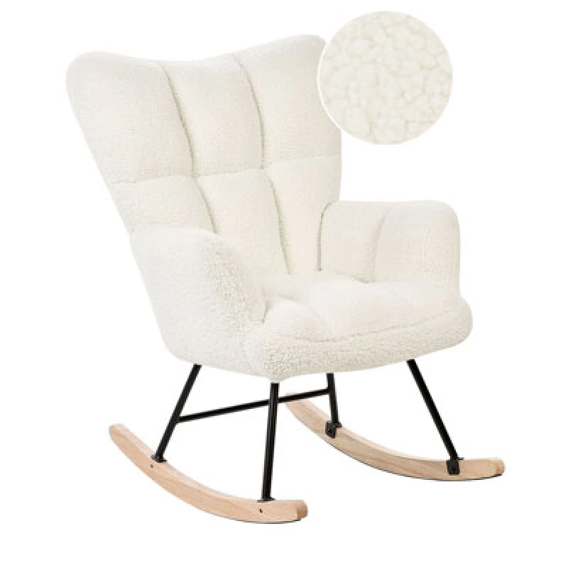 Image of Beliani Rocking Chair Oulu Boucle White