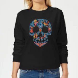 Image of Coco Skull Pattern Womens Sweatshirt - Black