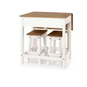 Image of Corona White Breakfast Drop Leaf Table & 2 Stools Set