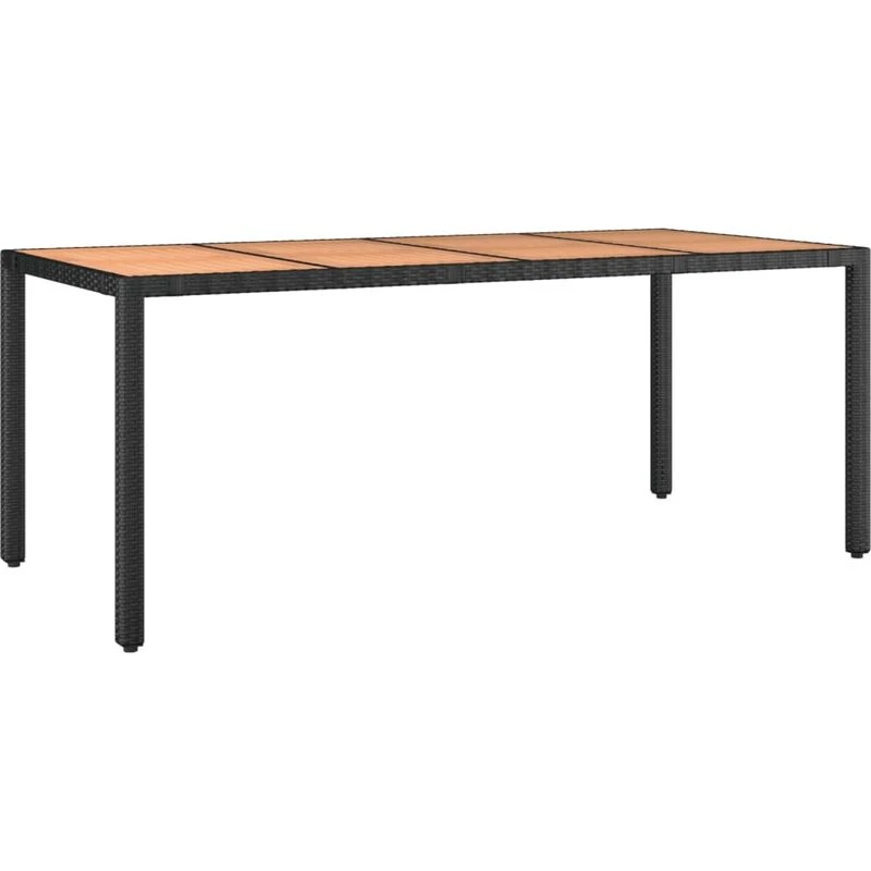Image of VIDAXL Garden Table with Wooden Top Black Poly Rattan&Solid Wood Acacia Vidaxl 319554