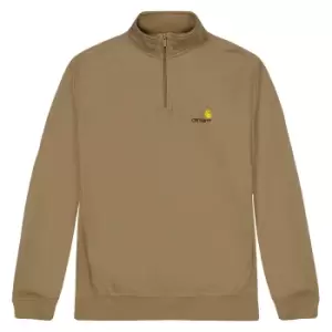 Image of Carhartt Wip Half Zip American Script Crewneck, Buffalo/Plaid, Male, Crewnecks, I027014.1CMXX