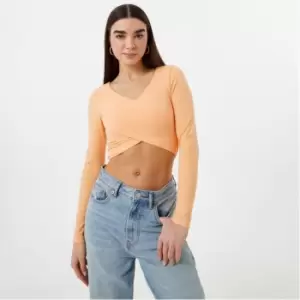 Image of Jack Wills Ribbed Cross Over Top - Green