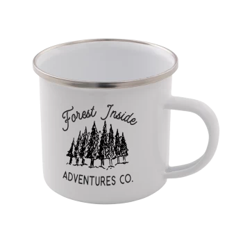 Image of Forest Inside Adventures Co. Enamel Mug - White