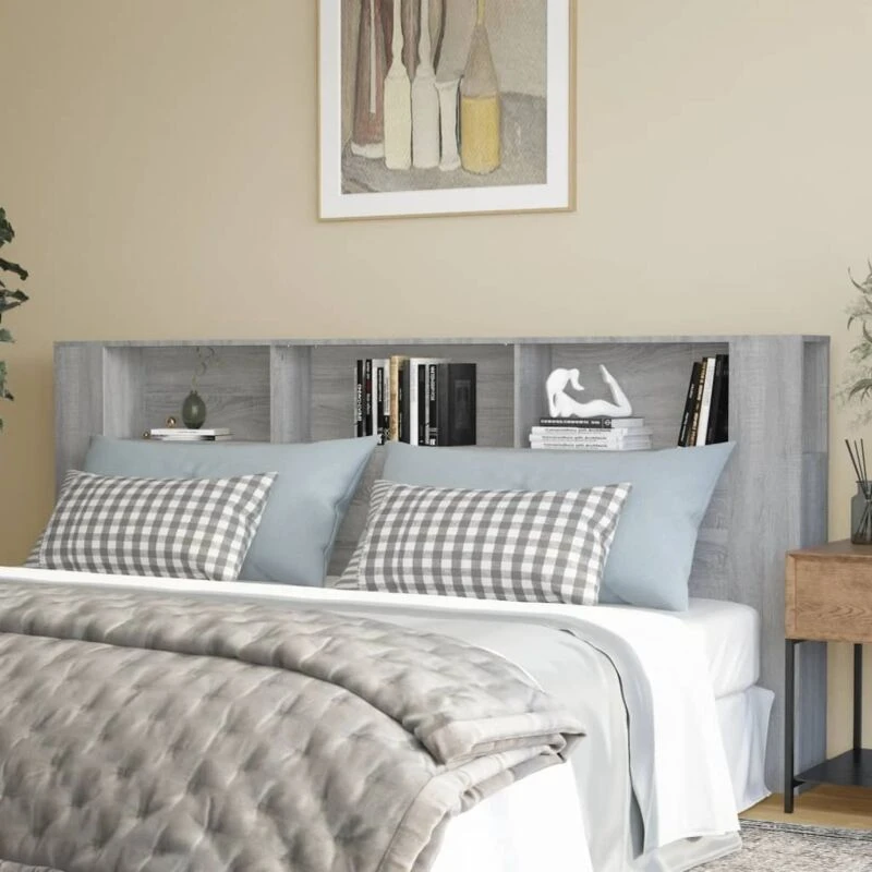 Image of Vidaxl Headboard Cabinet Grey Sonoma 220X18.5X104.5 Cm, Grey 817283