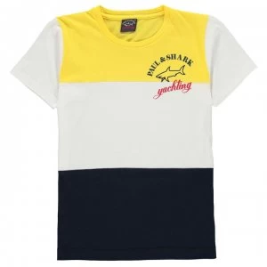 Image of Paul And Shark Junior Boys Colour Block T Shirt - Yellow 538
