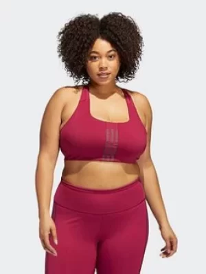 Image of adidas Powerimpact Training Medium-support Bra (plus Size), Red, Size 2X, Women
