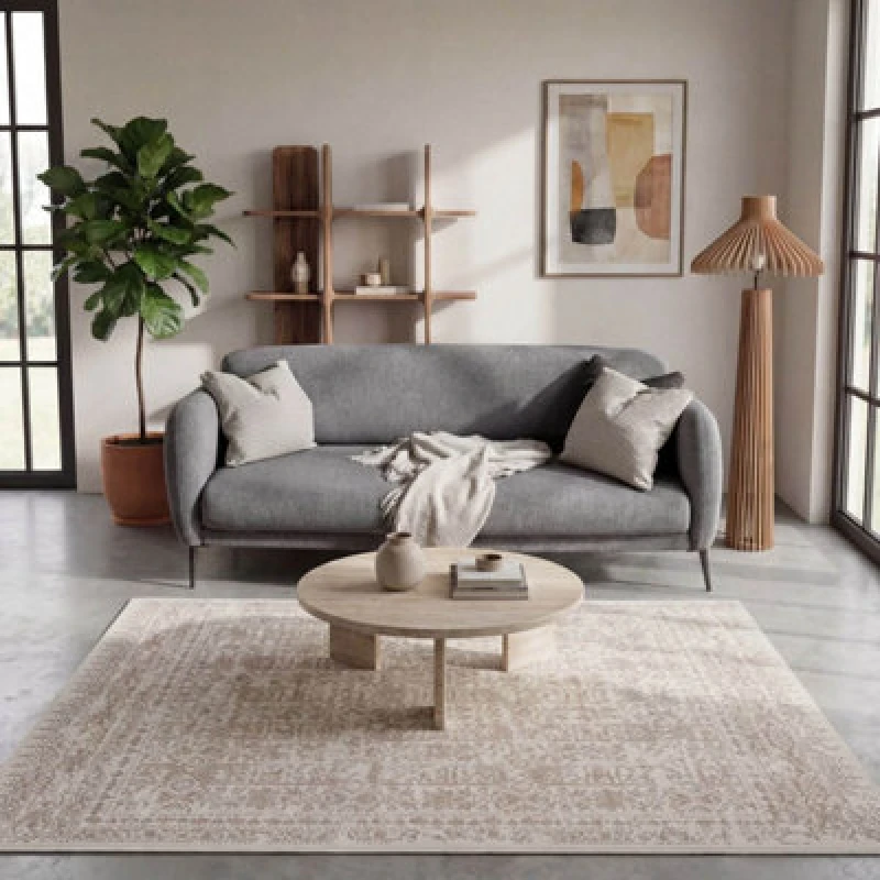 Image of The Rugs Montana Cream Beige Oriental Area Rug And Runner Soft Durable Pet Friendly Easy To Clean Living Room Bedroom 3716Cb