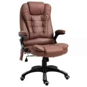 Image of Vinsetto Massage Recliner Chair Heated Office Chair with Six Massage Points Microfiber Cloth 360° Swivel Wheels Brown