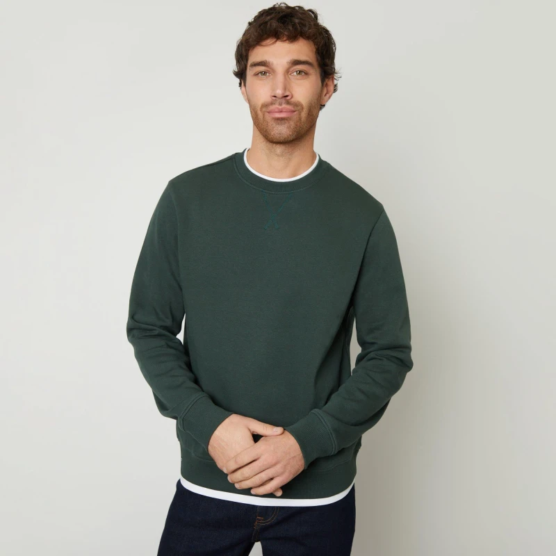 Image of Threadbare Mock T-Shirt Crew Neck Sweatshirt Green