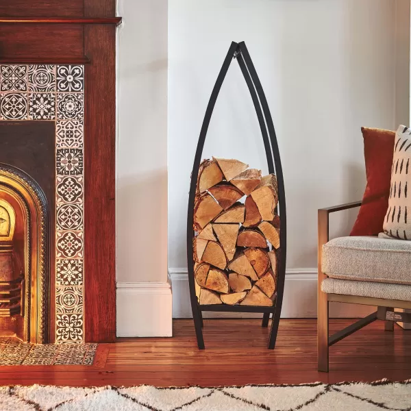 Image of Tall Leaf Log Storage Black