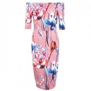 Image of Little Mistress Elva Floral Bardot Midi Dress - MULTI