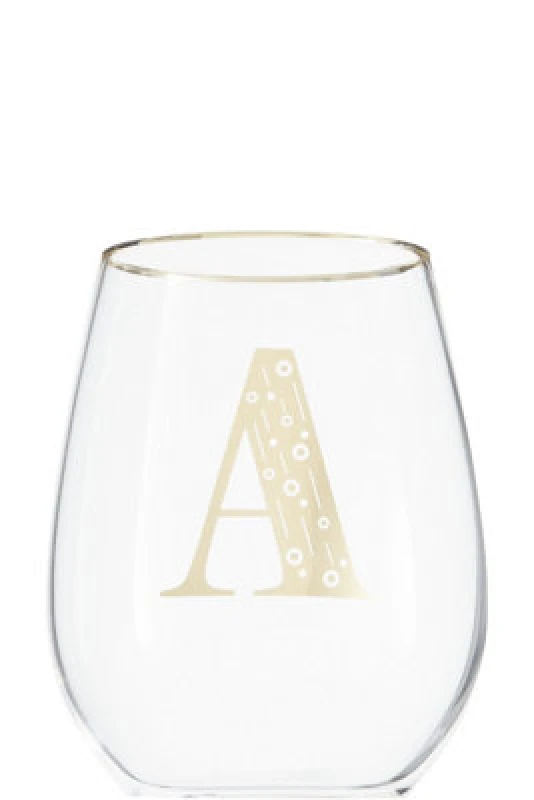 Image of Premier Housewares Claro Letter A Stemless Wine Glass Clear