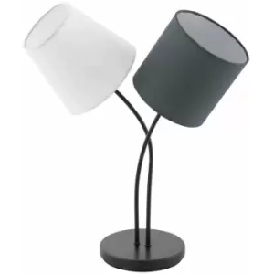 Image of Table Lamp Colour Black Steel White Anthracite Fabric Shade Bulb E14 2x40W