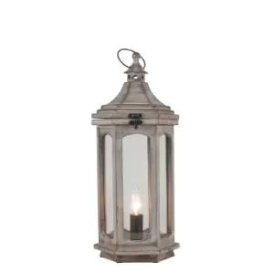 Image of Grey Antique Wood Lantern Table Lamp